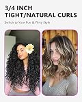 Wand Curling, 3/4-1 Inch Fer à ruban, Céramique professionnelle Tour de cheveux pour les femmes et les filles Courroies naturelles moyennes à longues, avec gants résistant à la chaleur, double tension