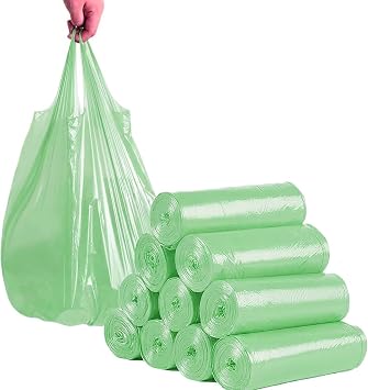 4 Gallon Small Trash Bags with Handles, 150 Count Heavy Duty Leakproof Bathroom Garbage Bags, Waste Basket Liners for Home, Office, Car Green, 1 Count Pack of 200