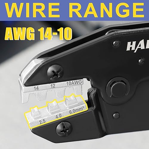 Miniatura 4 de haisstronica Herramienta de crimpado para conectores solares, herramienta de crimpado de alambre de trinquete AWG 14 12 10