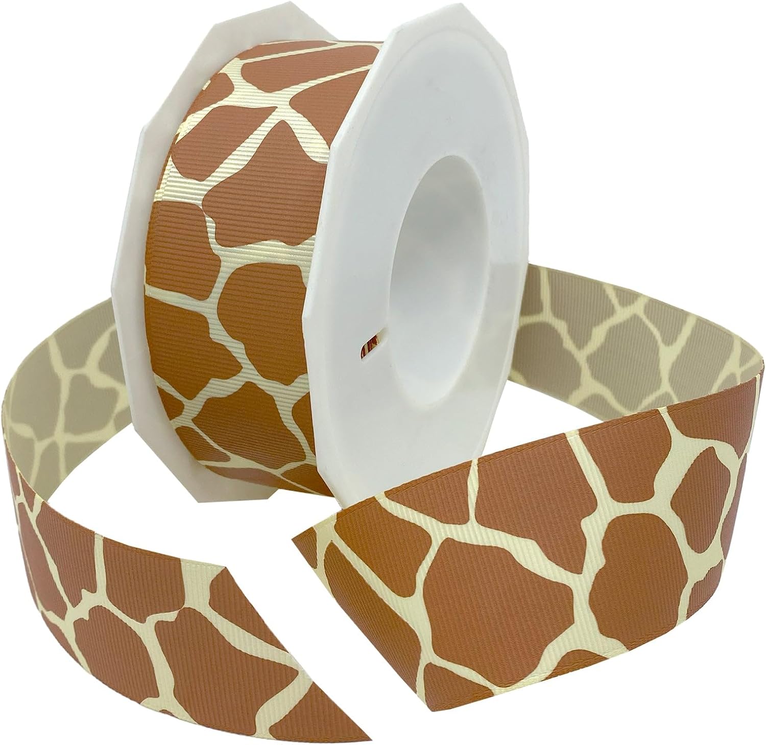 Morex Ribbon Giraffe Grosgrain Ribbons, Animal Print, 1-1/2-Inch by 20-Yard, Natural Brown