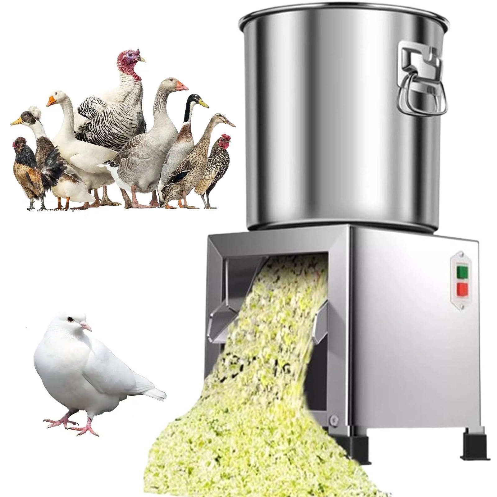 Trituratore Allevamento 1800W,trituratore Verdure Acciaio Inossidabile 3500giri/min,Piccolo processore mangime,Produzione 50–120kg/h,per aziende agricole,Allevamento Bestiame,pascoli