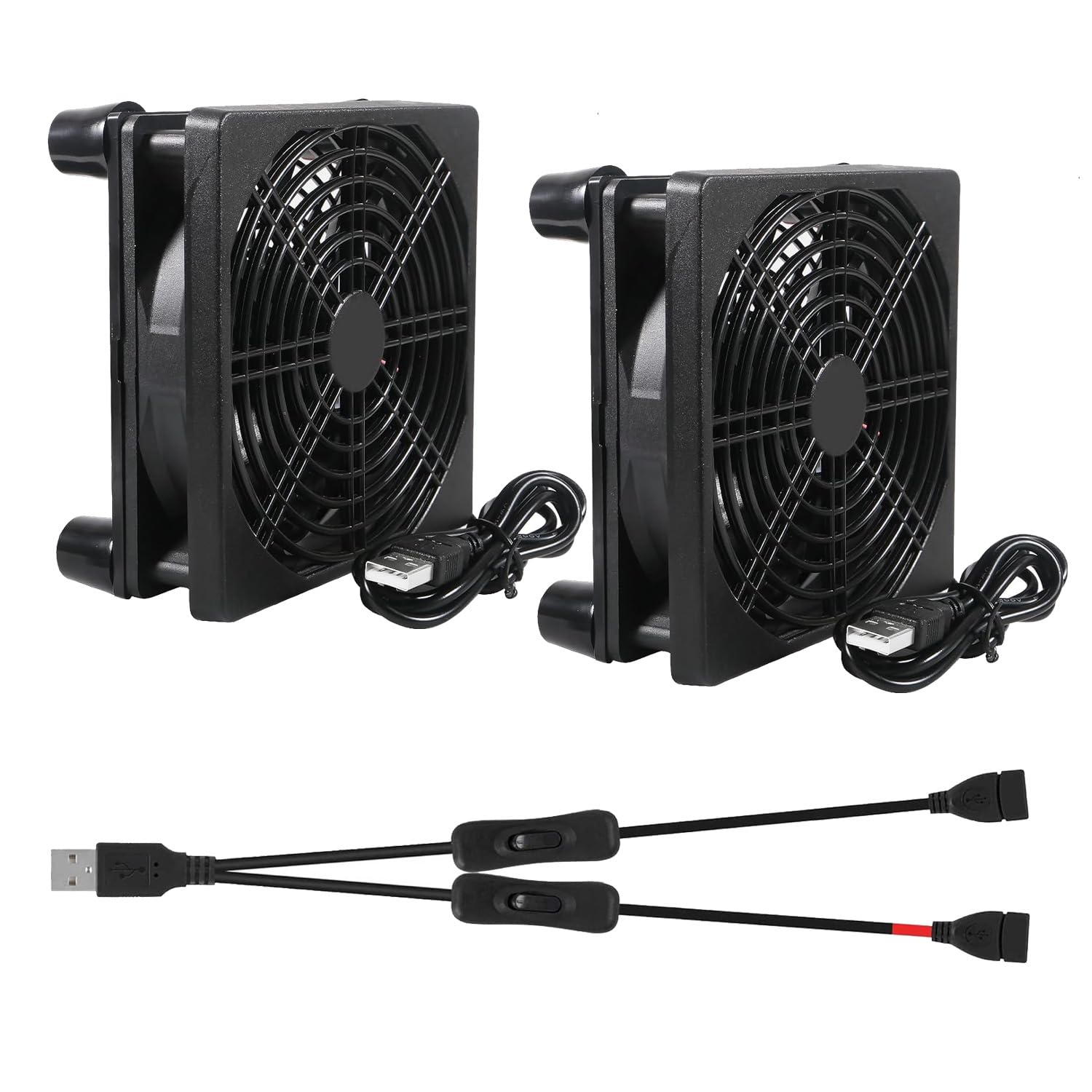 ALAMSCN 2 Stück 120mm USB Lüfter 12V PC Lüfter Gehäuselüfter