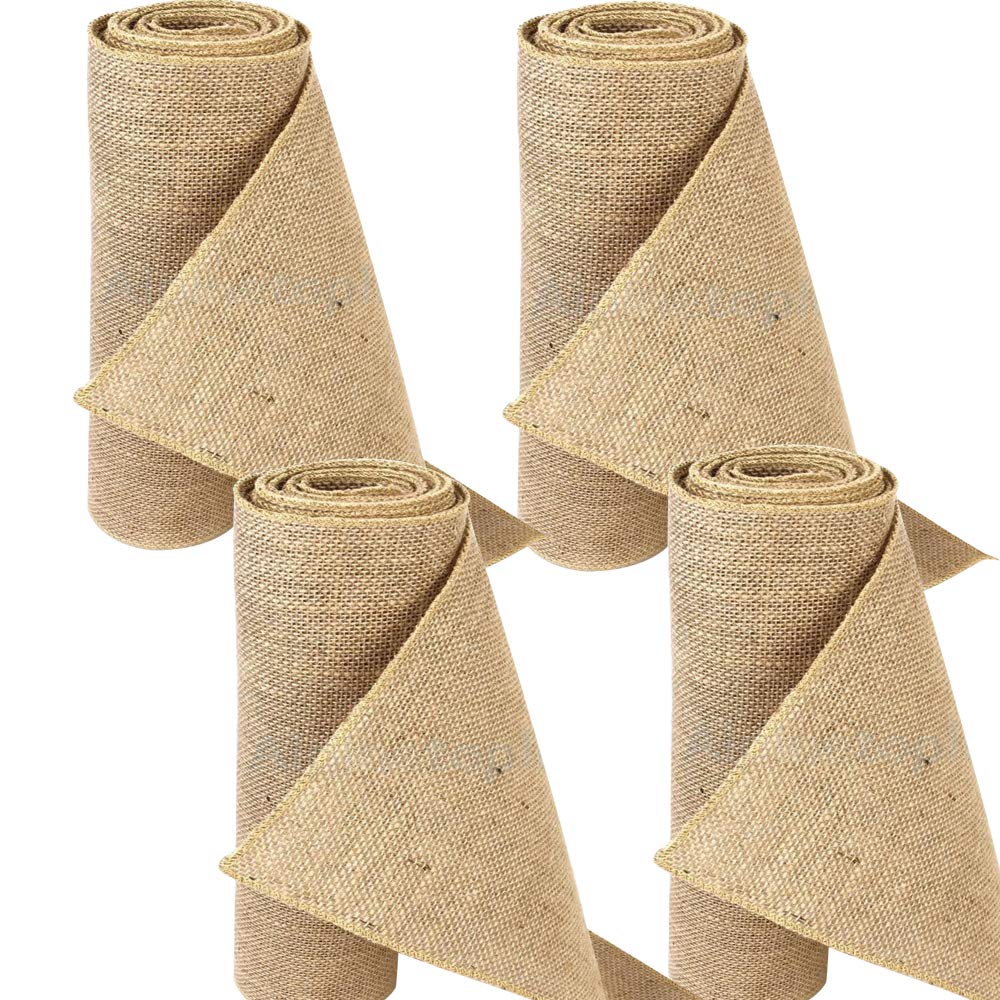 Time to Sparkle 4 Rolls 30cmx10M Jute Hessian Roll Table Runner Sash Rustic Burlap Sewed Edge Vintage Wedding DIY Crafts
