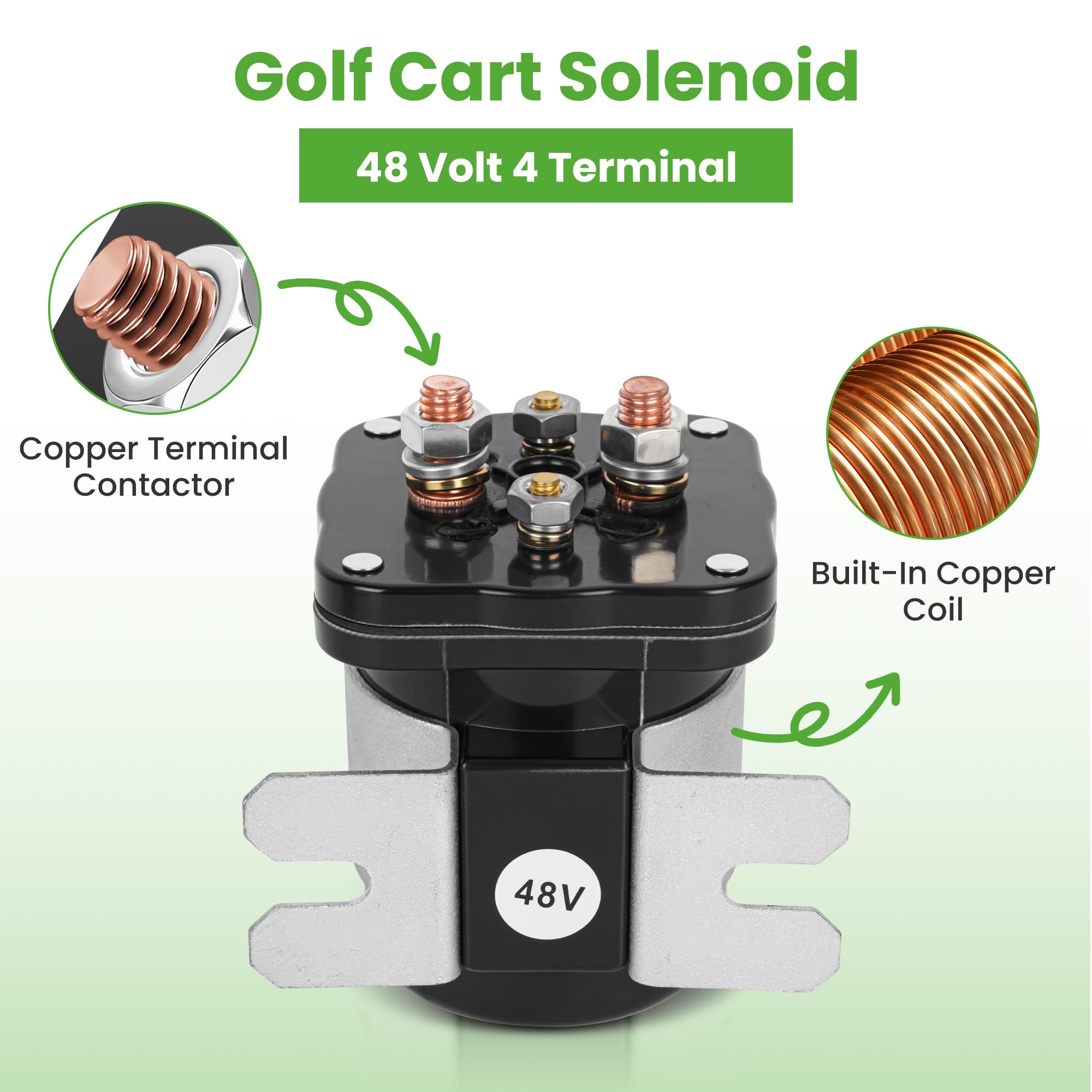 10L0L Solenoide da golf cart 48 Volt 4 terminali per EZGO Club Car Yamaha modello elettrico, solenoide di avviamento resistente serie #586, sostituisce 73231G01 101883601 JR1-H1950-00