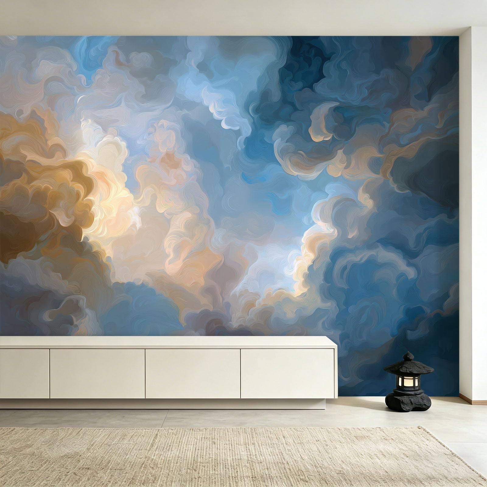 Panoramiczna tapeta niebo mgiełka chmury 200 x 140 cm (szer. x wys.) gigantyczny plakat ścienny tekstura dekoracja artystyczna - fototapeta z włókniny do salonu, sypialni, tło TV i biura (łatwy w