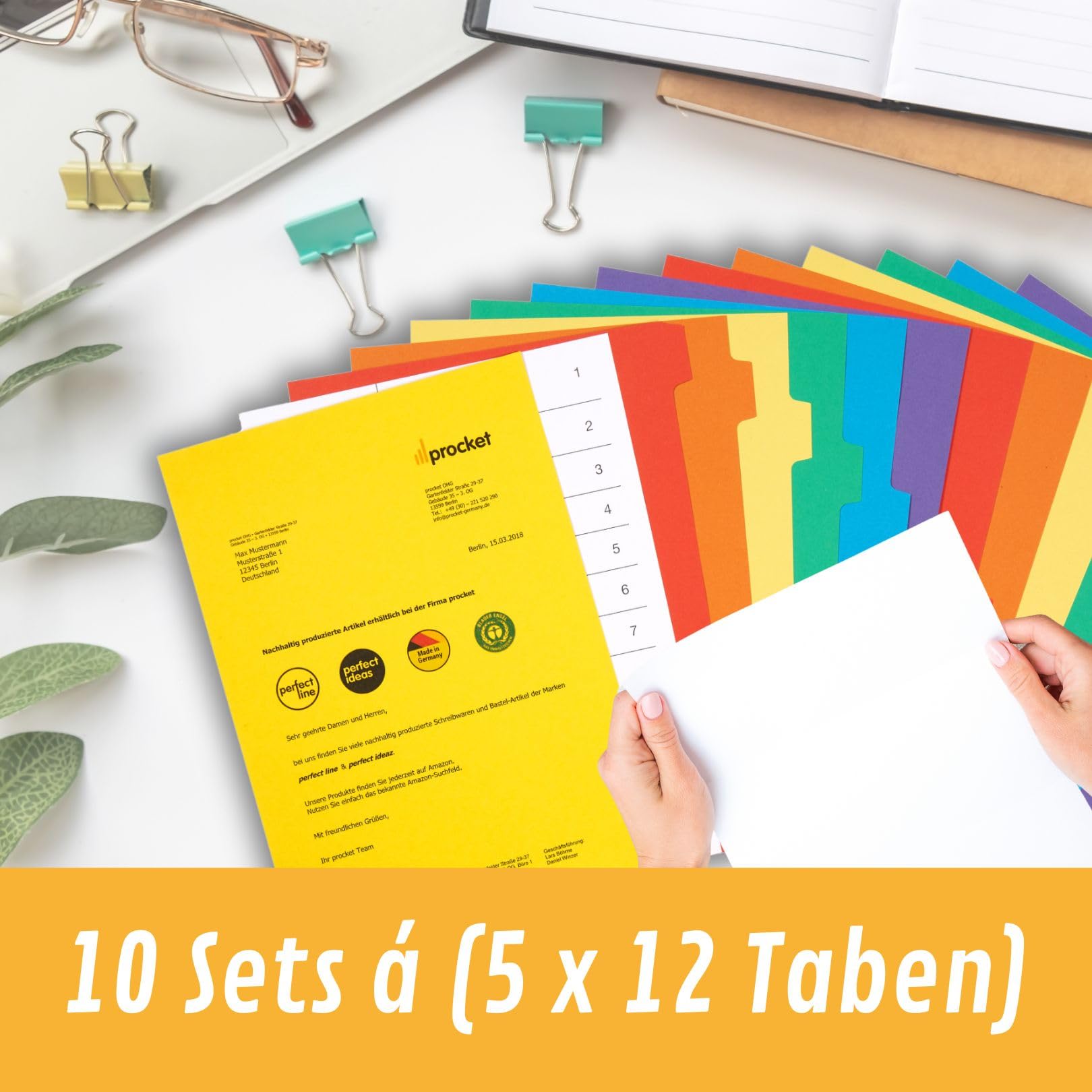 perfect line Segregator DIN-A4, 12-częściowy, zestaw 50 sztuk, karton, Made in Germany