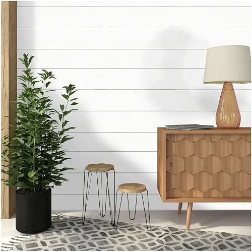 Luxdecor Real Wood Planks for Wall- White Shiplap Boards 5"