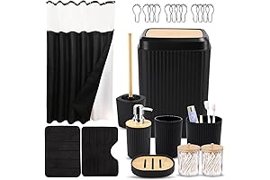Complete Black Bathroom Accessories Set 23 Pieces - Bringing Sophistication to Your Abode
