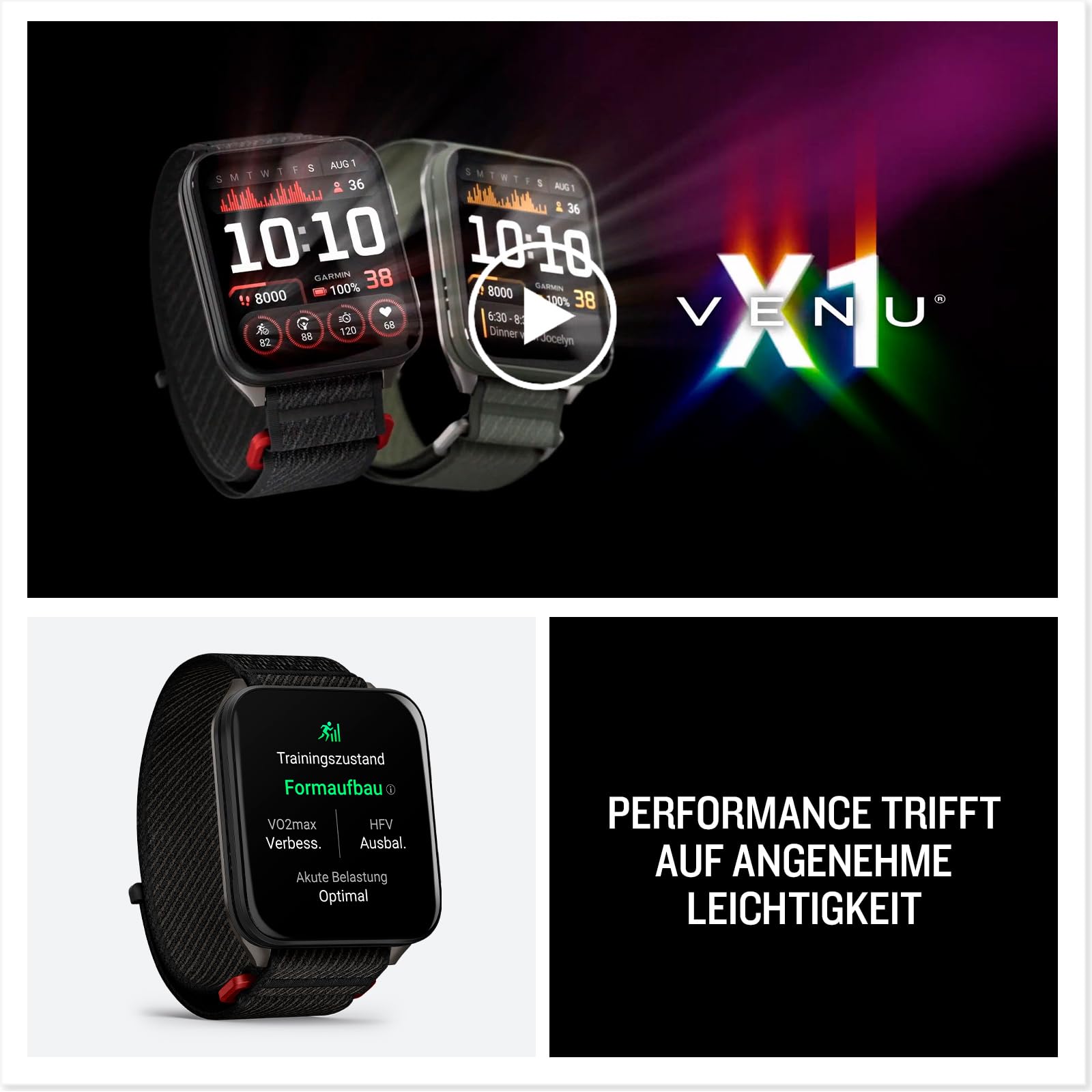Garmin Venu X1 51mm - Fitness-Smartwatch, 2" AMOLED-Display, bis zu 8 Tage Akkulaufzeit, 100+-Sport-Apps, 24/7 Health- und Wellnessfunktionen, Telefonie, Display-Tastatur, Karten, LED-Taschenlampe