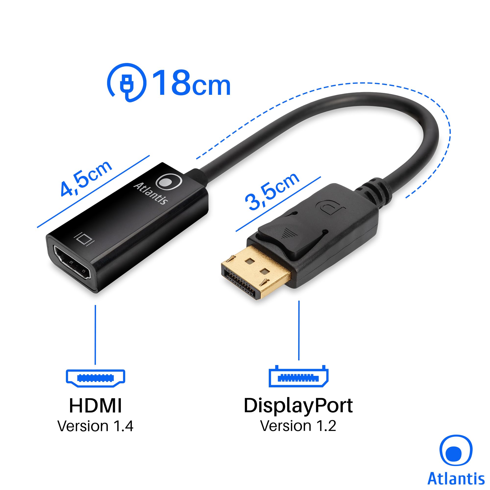 Atlantis Convertitore Da Display Port Maschio A Hdmi Femmina