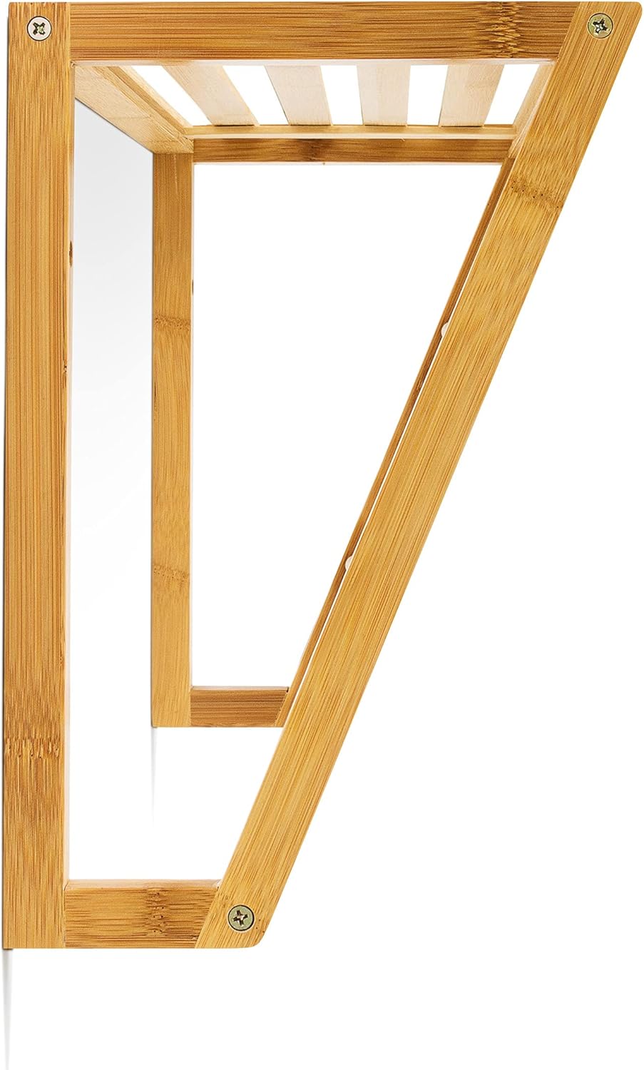 Side view of the bamboo towel holder showing pre-drilled holes for assembly