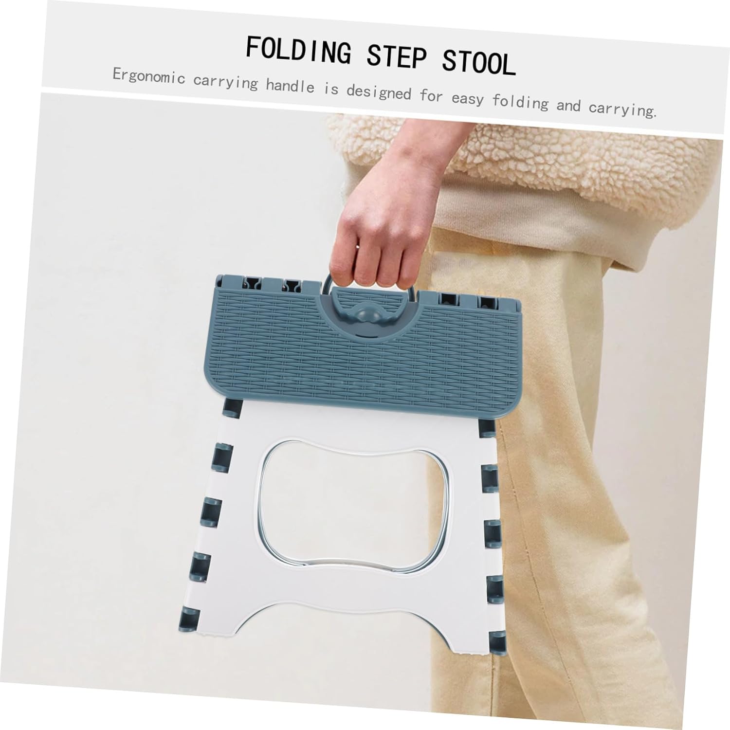 Portable Folding Stool Plastic Step Stool Non-Slip Mini Seat for Adults Outdoor Fishing Camping Kitchen Use
