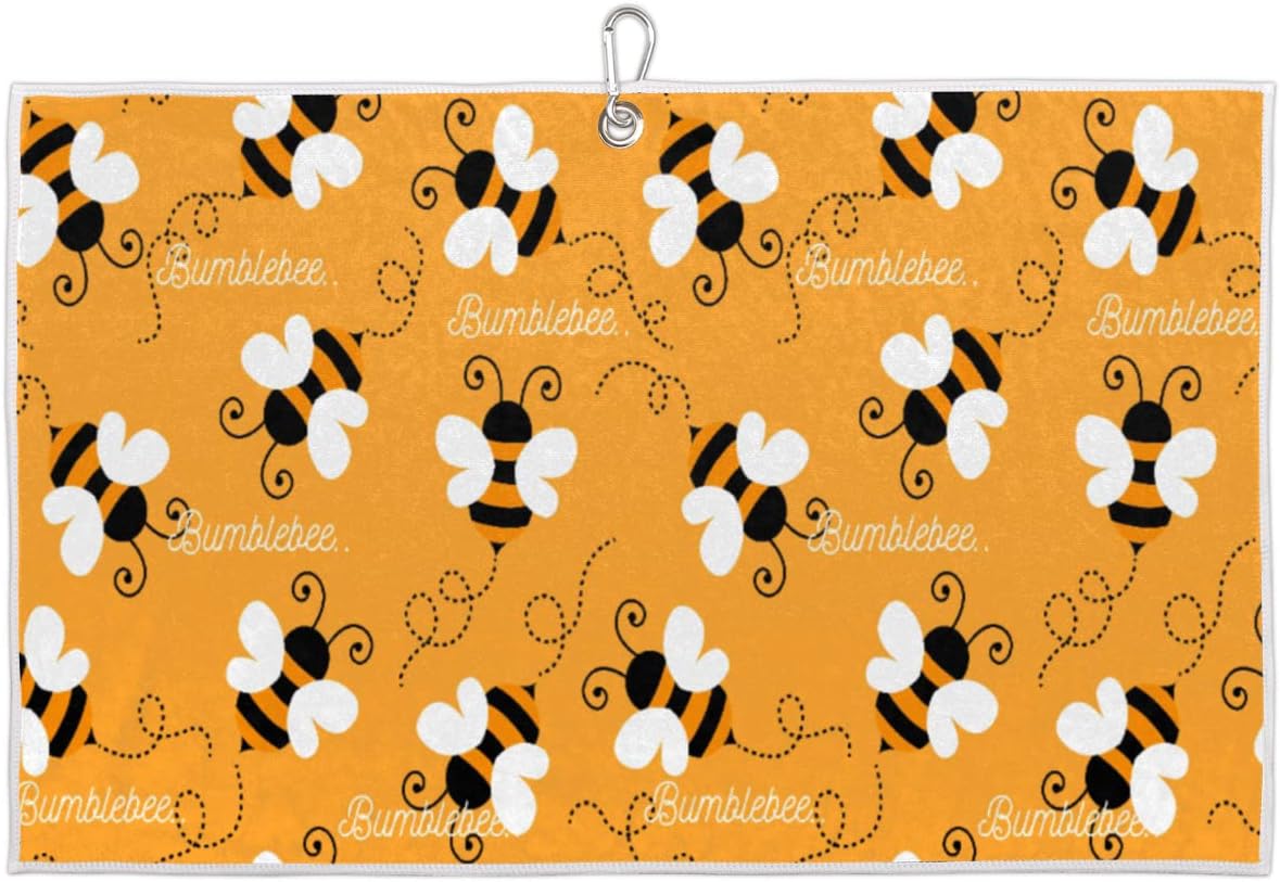 Bumblebee Golf Towel Microfiber Club Cleaner with Carabiner Clip Water Absorption Quick Dry Golf Towels for Women Men Golf Accessories 15 X 24 Inch