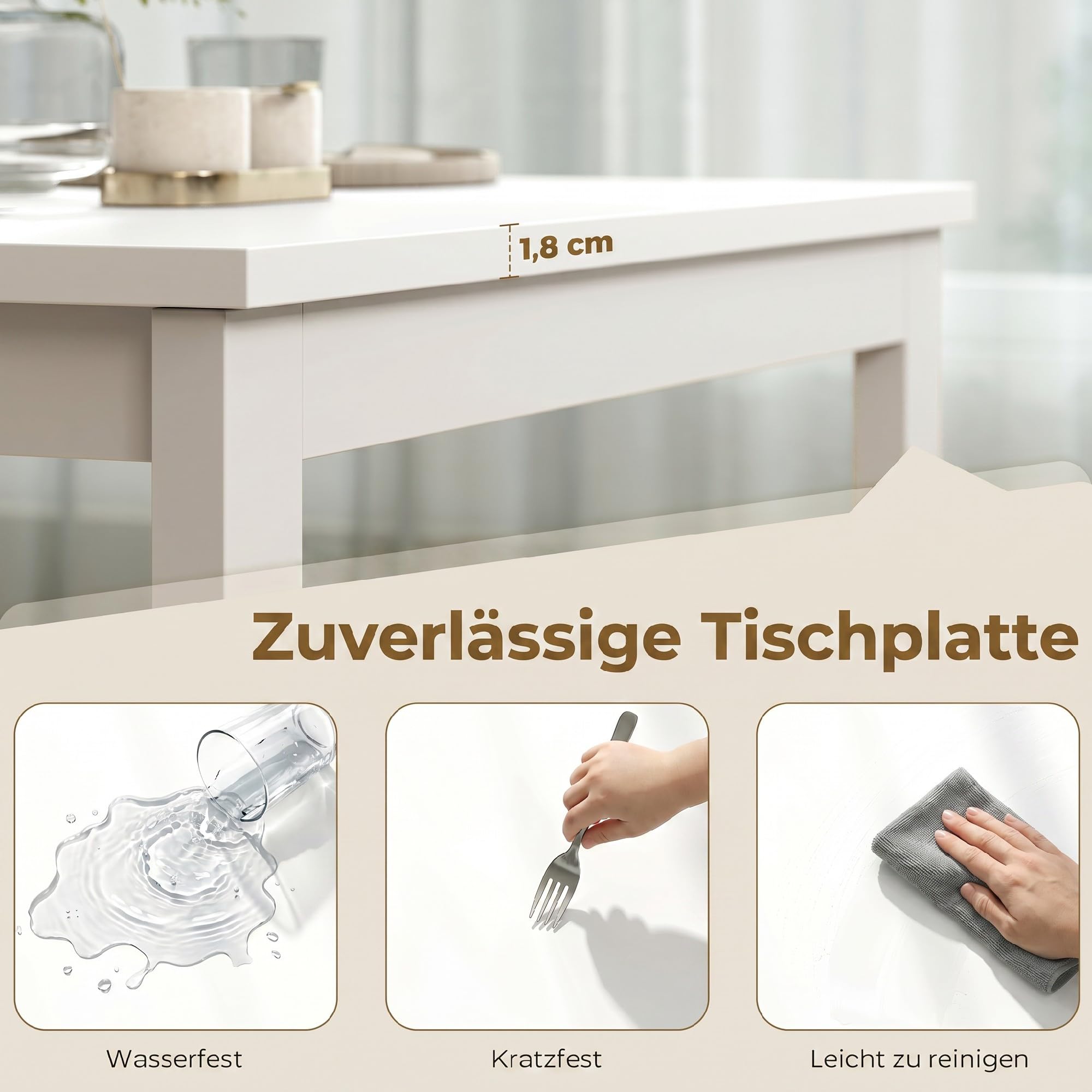 HOMCOM Esstisch Ausziehbar für 4-6 Personen 80/120 x 70 cm Weiß