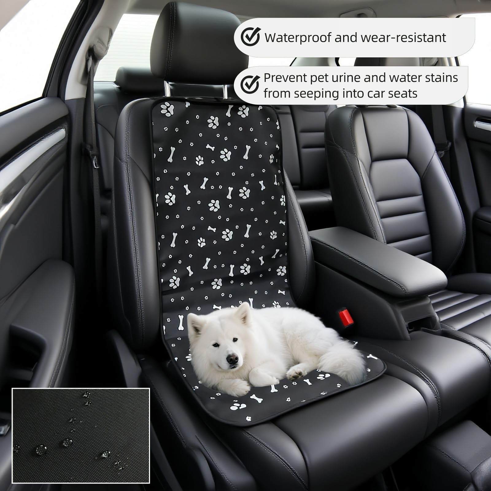 Waterproof Pet Car Seat Cover for Dogs&Cats,Non-Slip Oxford Fabric Hammock,Easy Clean Travel Mat for Front & Back Seat, Adjustable Buckle Design,19.29x17.3 Inch,Heavy Duty Dog Car Seat Protector - image 4
