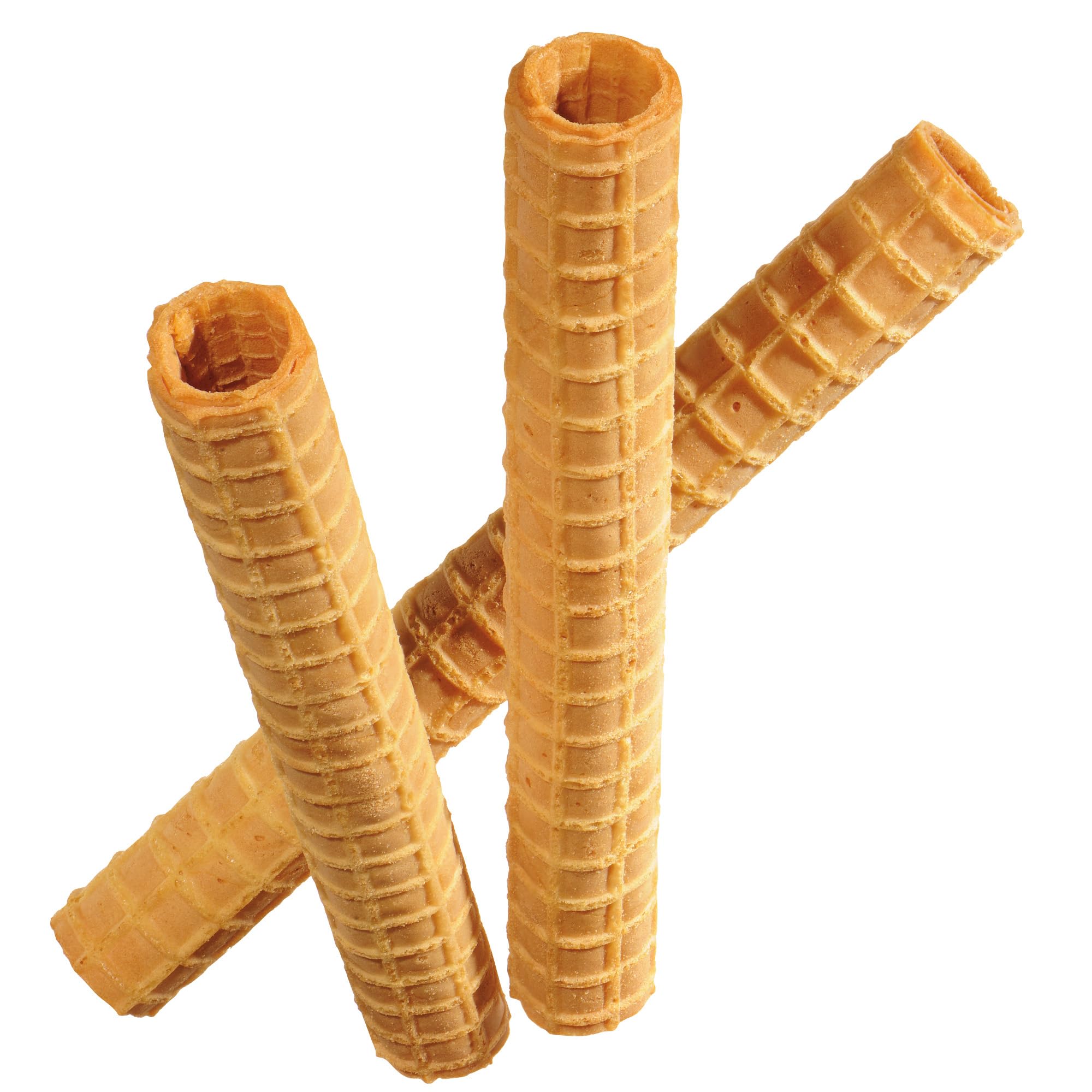 Bazko Waffelröllchen für Sahne 19 cm / 2,6 cm| 100 Stück | knusprige süße Waffelröllchen ohne Füllung | als Eisbecher Garnierung, Deko, zum Füllen | vegan