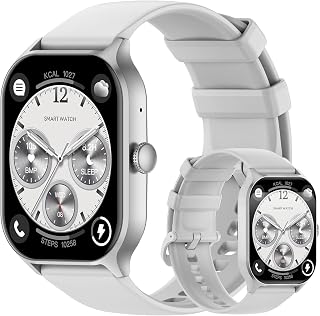 Bettdow smartwatch de 2,01 polegadas possui bateria com duração superior a 15 dias, mais de 120 modos esportivos, resistência à água 1ATM, relogio smartwatch com iOS e Android (Prata)