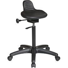 Work Smart Office Star KH Series Urethane Saddle Seat Stool with Height Adjustment and Tilt Seat, Black