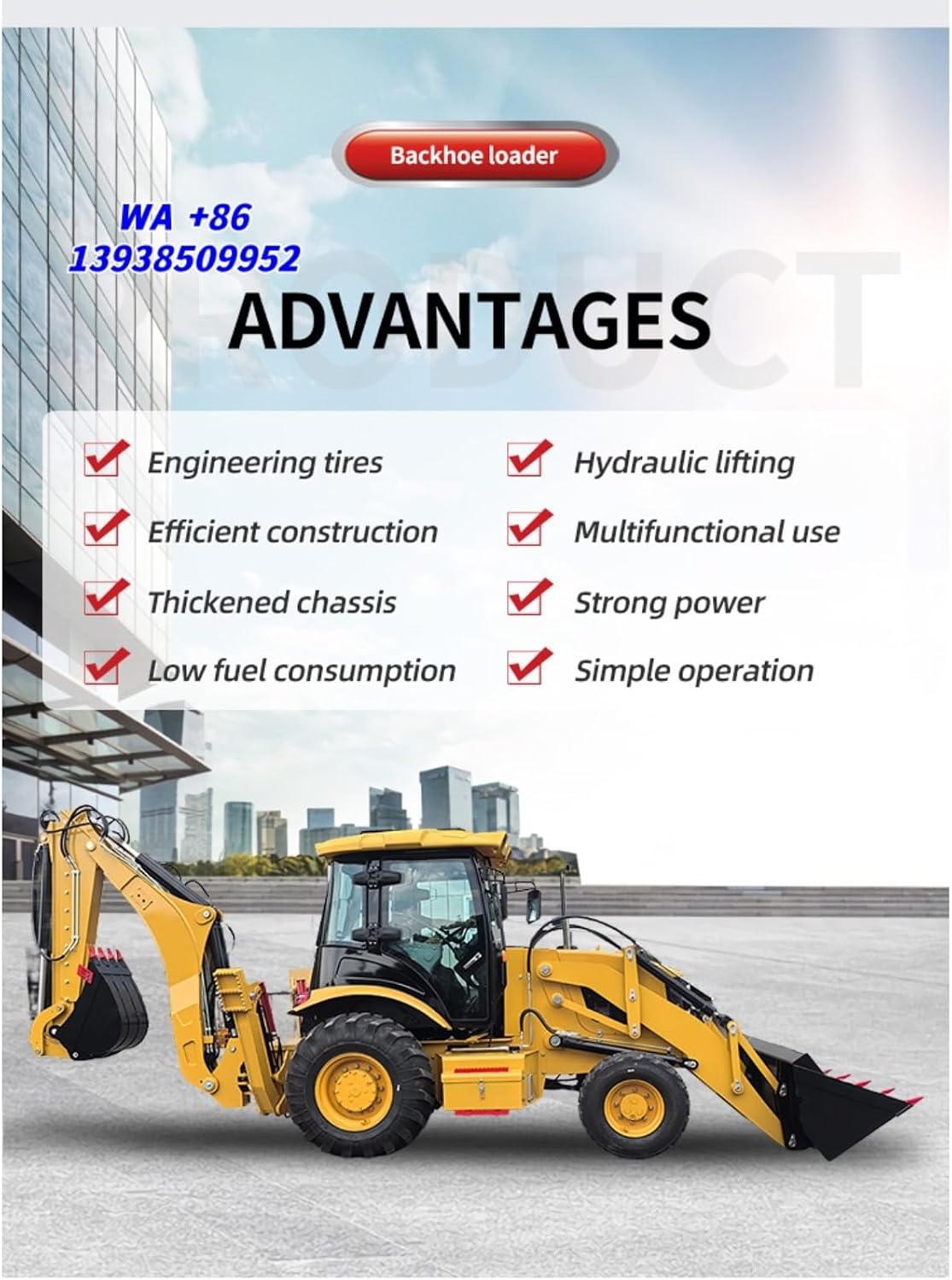 Two Way Towable Backhoe Loader Front End Loader and Excavator Agricultural & Construction Machinery Mini Dozer Mini Loader Backhoe for Remote Job Sites, Farm Construction and Trenching
