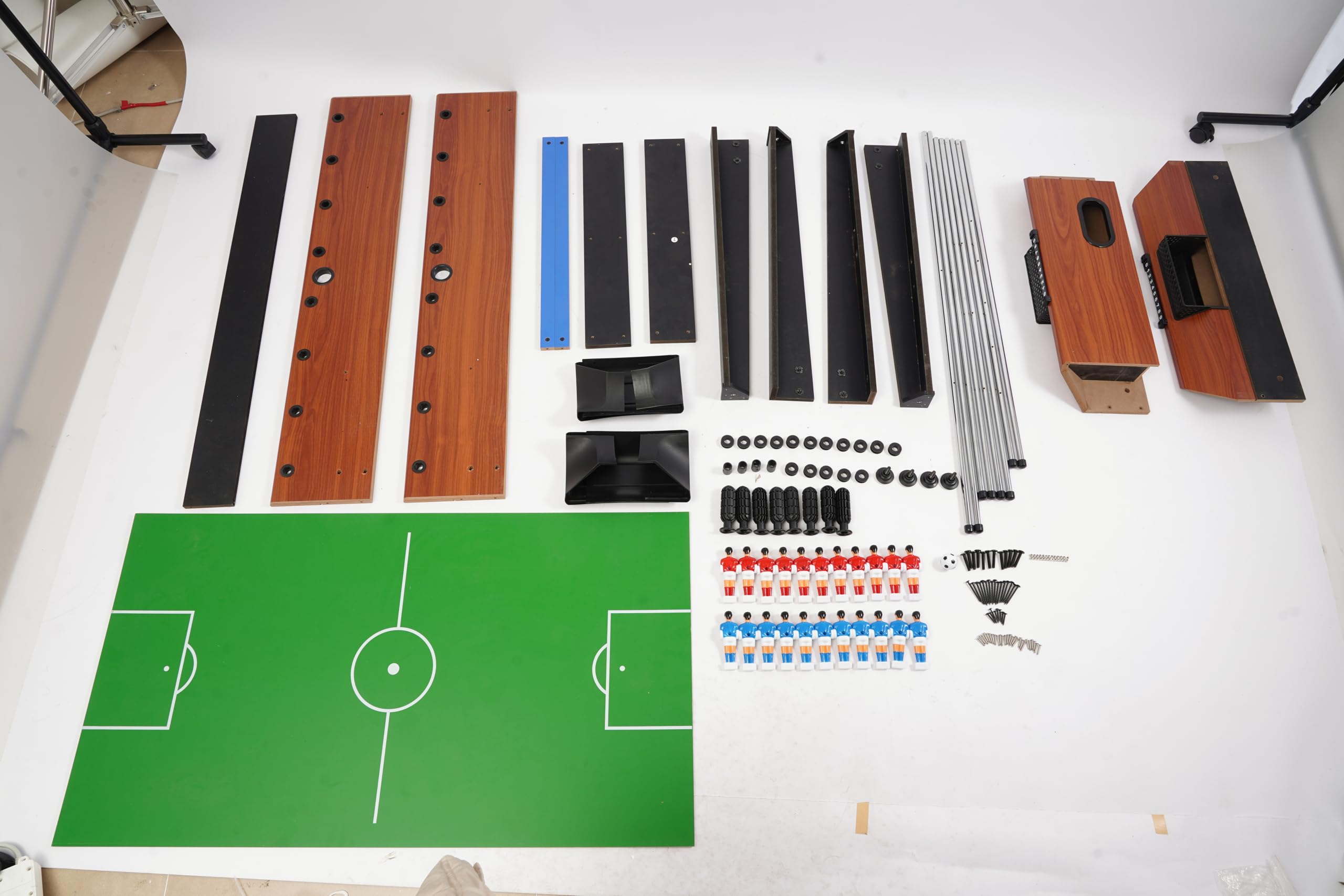 Table de baby-foot avec 8 barres de jeu, table de baby-foot autoportante en acier et matériaux MDF, peu encombrant, pour divertissement familial, chambre d'enfant, salle de jeux, bureau, salle de