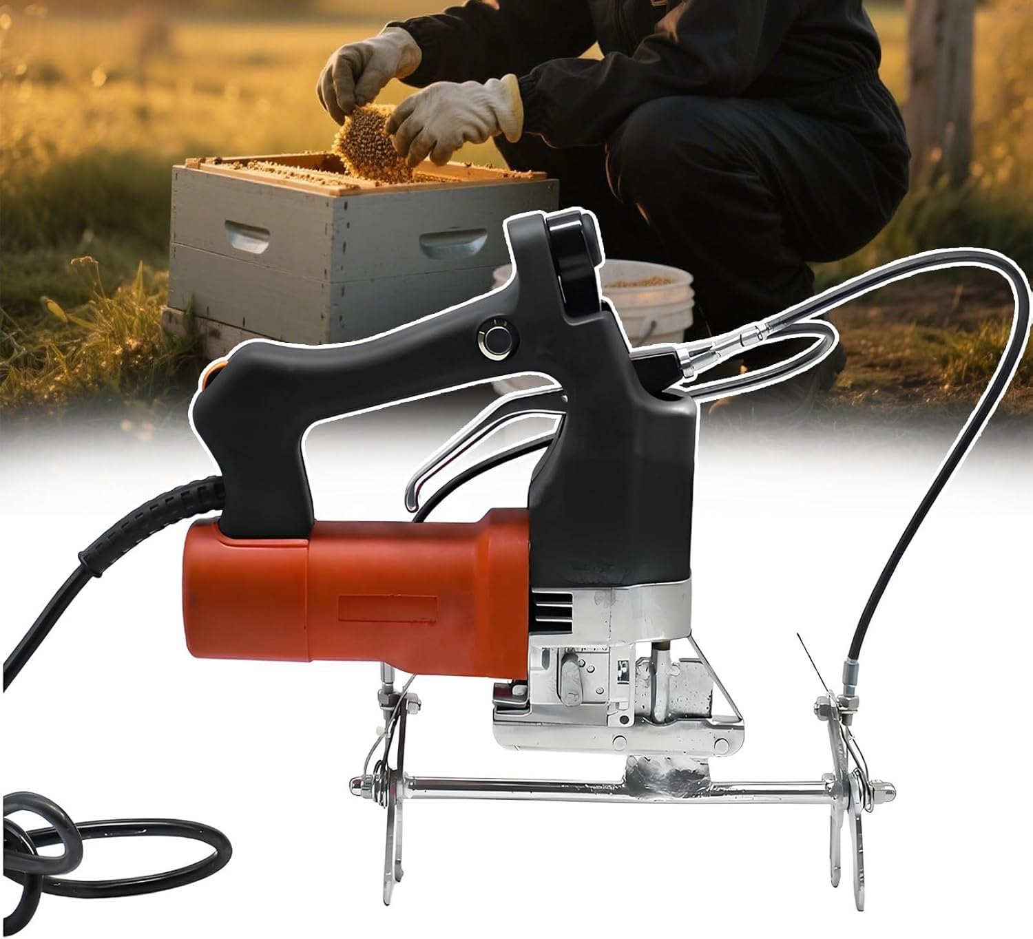 Agitador eléctrico industrial de marco de colmena, removedor de abejas portátil de 6 velocidades con abrazadera reforzada para miel y uso en colmenas