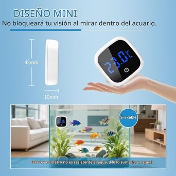 Digital Aquarium Thermometer with LED Display, Accurate Temperature Gauge for Freshwater and Saltwater Aquariums, Mini Thermometer with High Precision Sensor for Fish Tank
