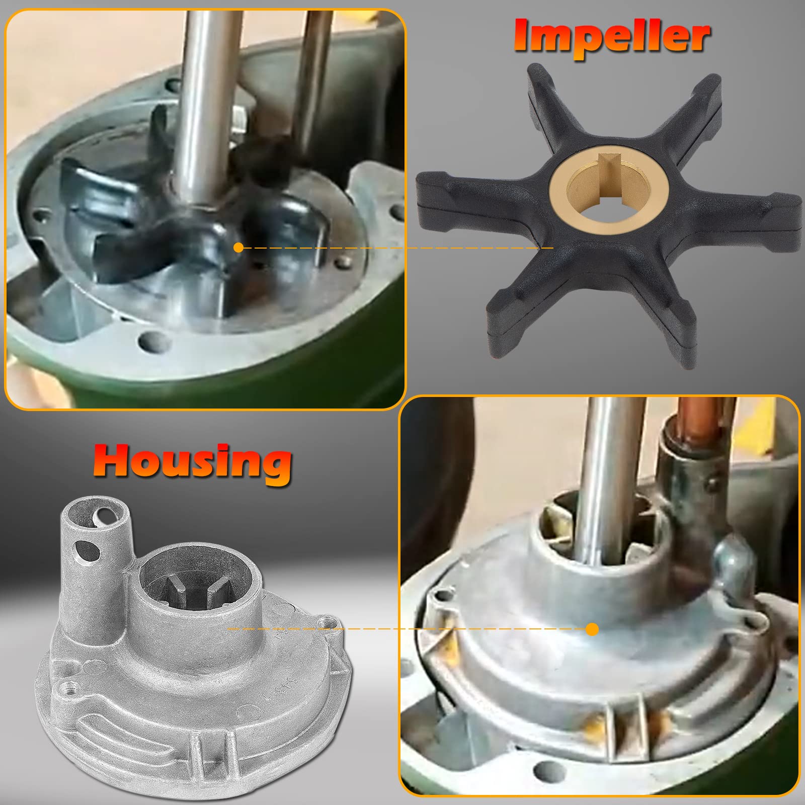 Water Pump Impeller For Johnson Evinrude OMC BRP 10-35HP Outboard – Replaces 18-3002, 375638