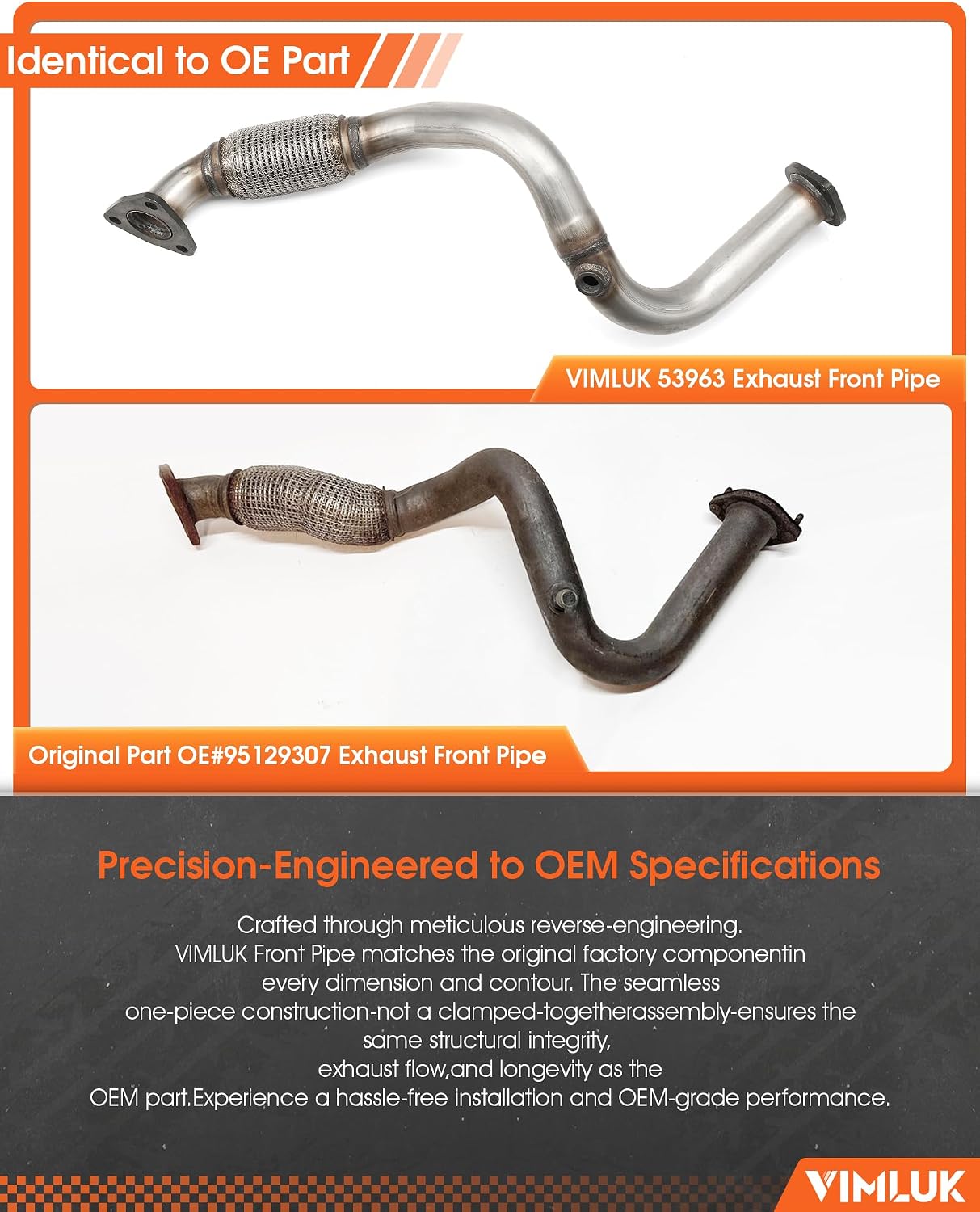 409 Stainless Steel Exhaust Front flex Pipe & Exhaust Front pipe Fits for 2012-2016 Chevrolet Sonic 1.8L, without pzev. With flex fuel. Sonic. 1.8l. (VK-53963)