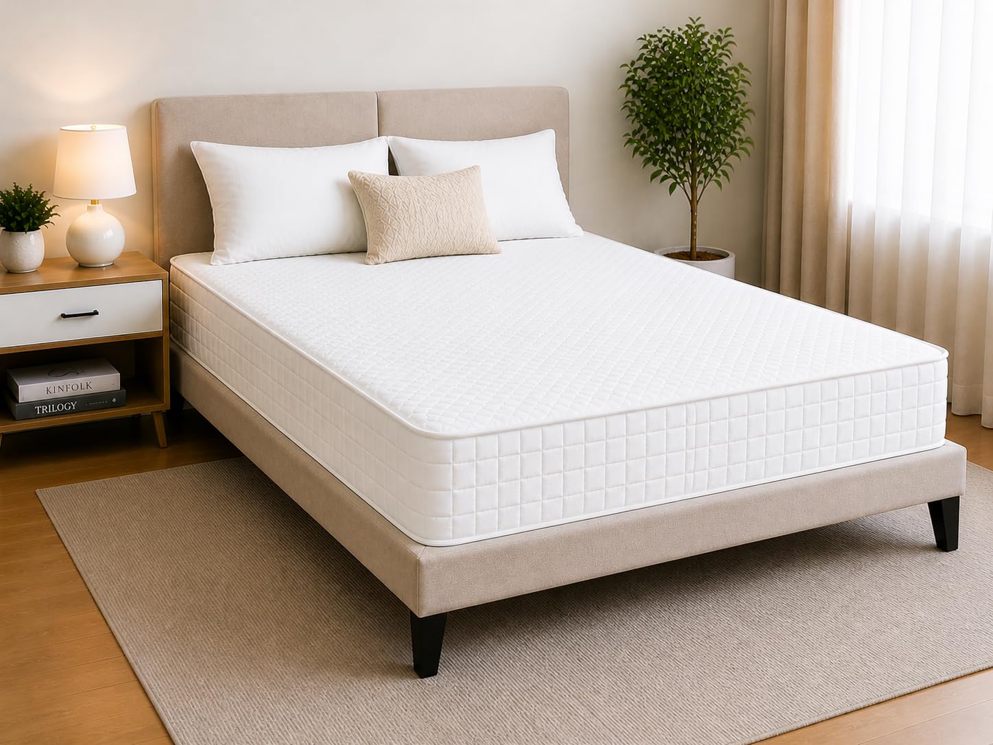 COZY HUB LTD Hybrid Memory Foam Mattress 6.5 Inch Medium Soft | Open Coil Spring Support & Cool Touch Fabric | Breathable Comfort Mattress for Single, Small Double, Double & King White (3FT Single)