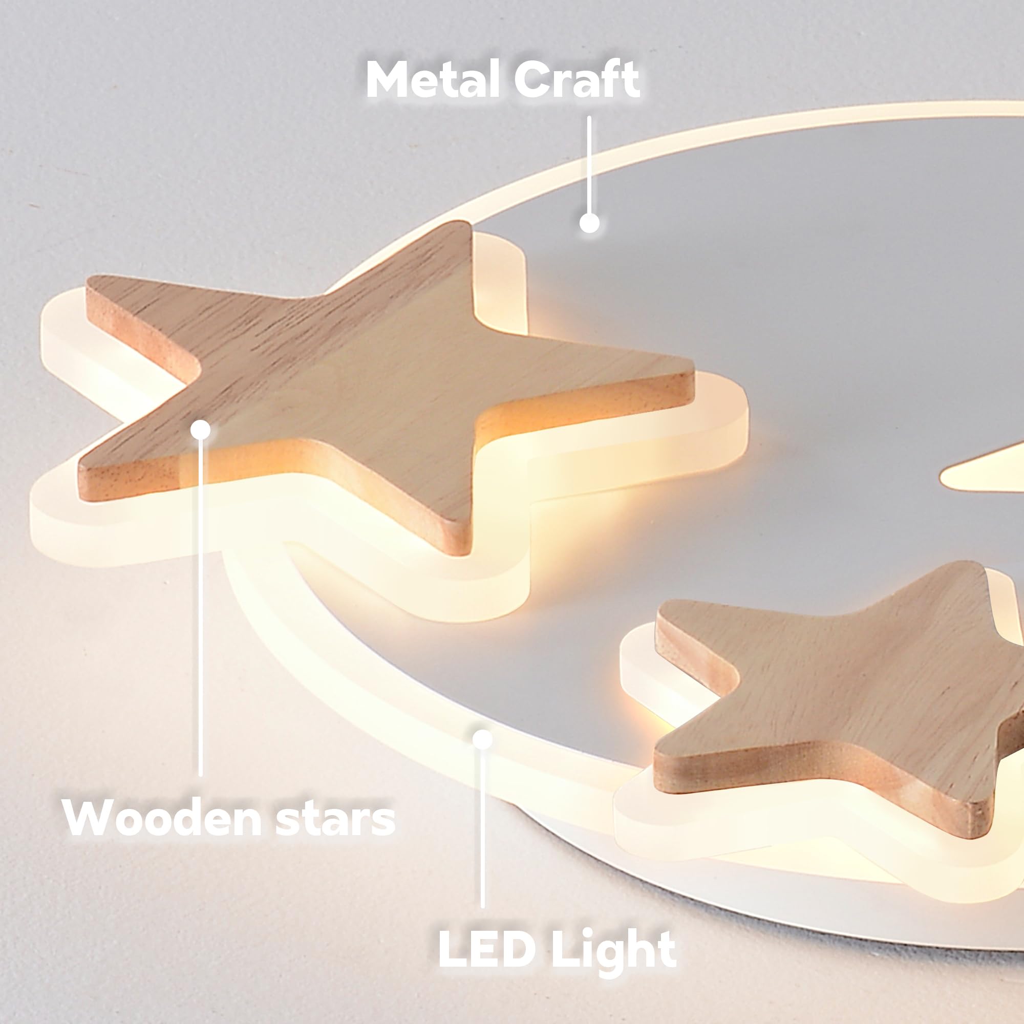 YUEEU Led Plafoniera Soffitto,Dimmerabile Lampadario Cameretta Bambini 52CM 42W kreative Stella Lampada Camera da Letto Telecomando 3000-6000K Babyzimmer,Schlafzimmer