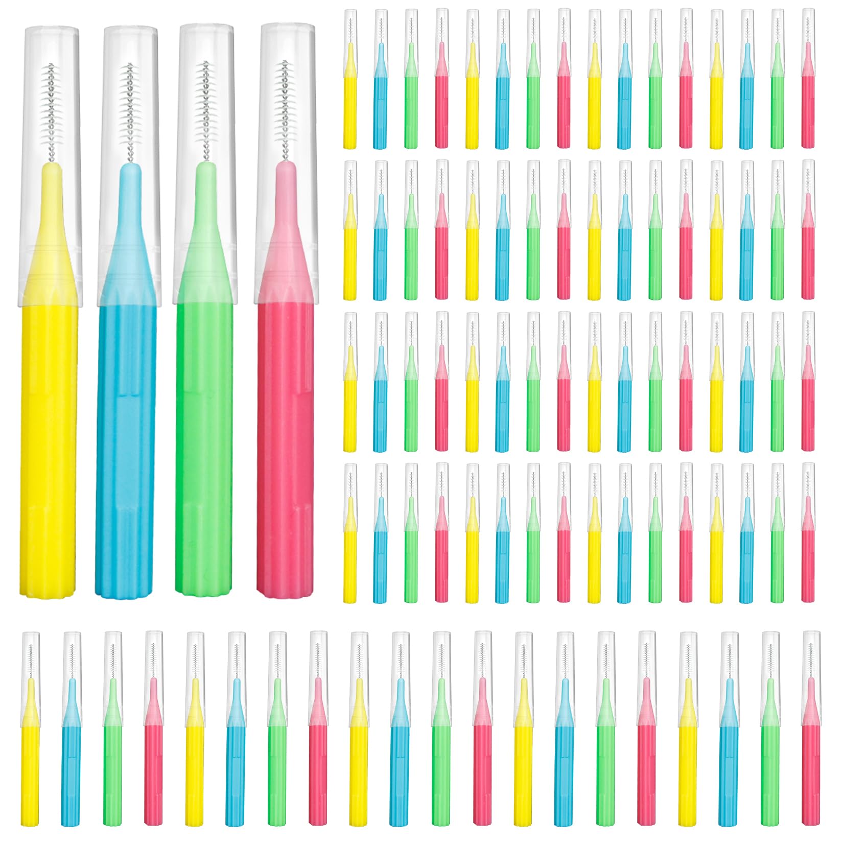 RAZOKO Interdental Brush, Flossing Head,Easy Use Tooth Cleaning Tool (1Pack(2mm/2.3mm/2.5mm/3mm)-88pcs)