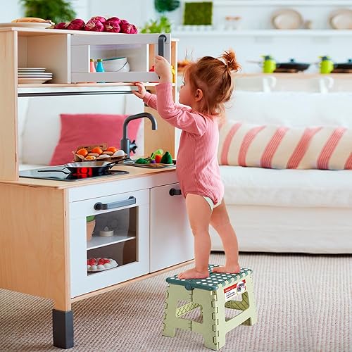 Miniatura 9 de ACSTEP Taburete plegable de 9 pulgadas, capacidad de 300 libras, taburetes plegables de plástico para niños y adultos, taburete plegable adecuado