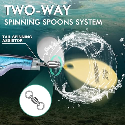 Miniatura 36 de TRUSCEND Cebos giratorios de pesca para agua dulce y salada, señuelos de pesca de cola de gallo para trucha, lucioperca, lucio, salmón, cebo de hoja