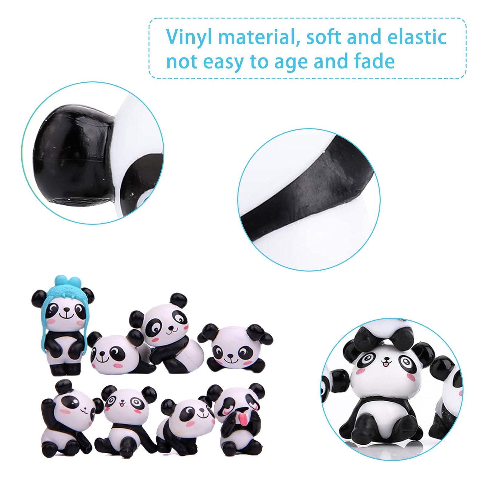 Panda Mini Figurines 6 Pièces,Panda Cake Toppers,Panda Gateau