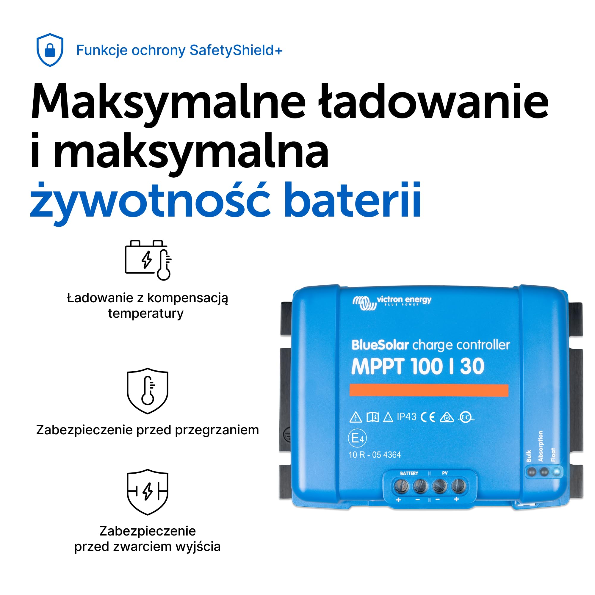 Victron Energy BlueSolar MPPT 100V 30 amp 12/24-Volt Kontroler Ładowania Słonecznego