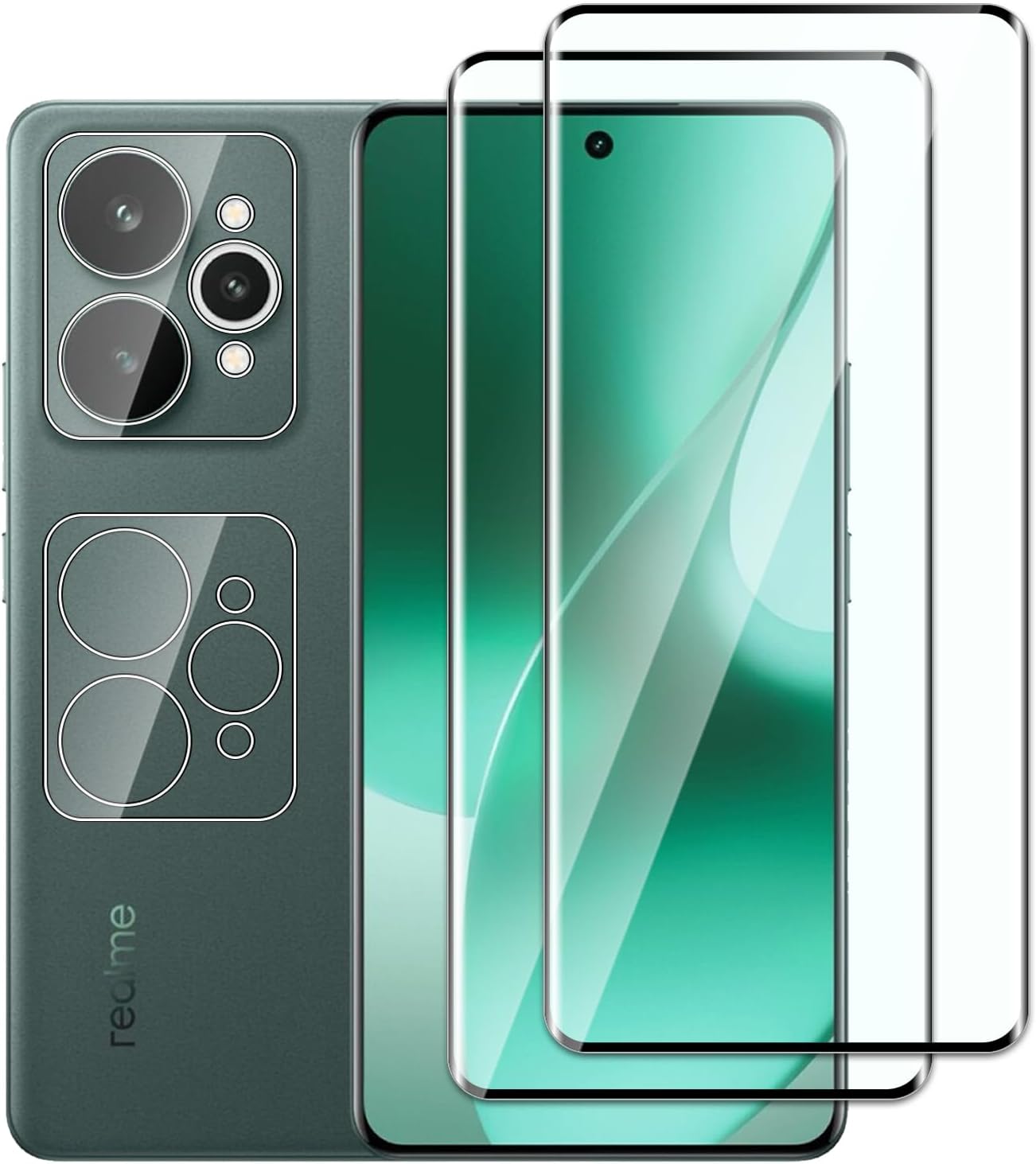 Tempered Glass Screen Protector for Realme 15 Pack of 2 Screen Protectors with 2 Camera Protection 9H Hardness Anti-Scratch HD Clear Screen Protector for Realme 15