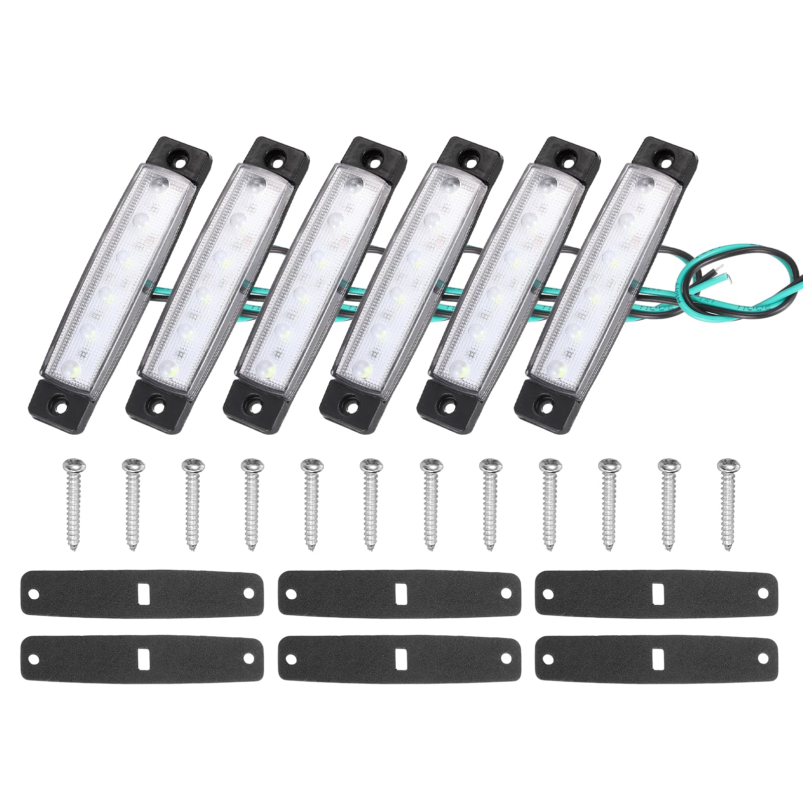 sourcing map 6Pack Navigation Lights for Boats LED, 12V/24V Green Boat Interior Lights Waterproof Clearance Stern Lamp for Kayak, Yacht, Truck, Lorry, Deck, Transparent Plastic Housing