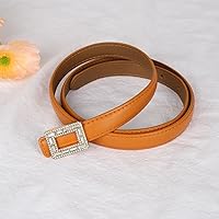 Vista 379 de Cinturón de cuero clásico con hebilla de metal para mujer con vestido de jeans Aah-negro-clásico