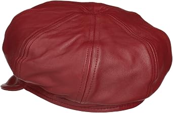 Seeberger Leather Newsboy Cap Women red 7 1/4-7 3/8