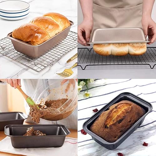 Miniatura 4 de EGEN Molde para pan para hornear, molde antiadherente de acero al carbono para hornear, molde para tostadas, pan y pan (10 x 5.1 pulgadas, dorado, 4
