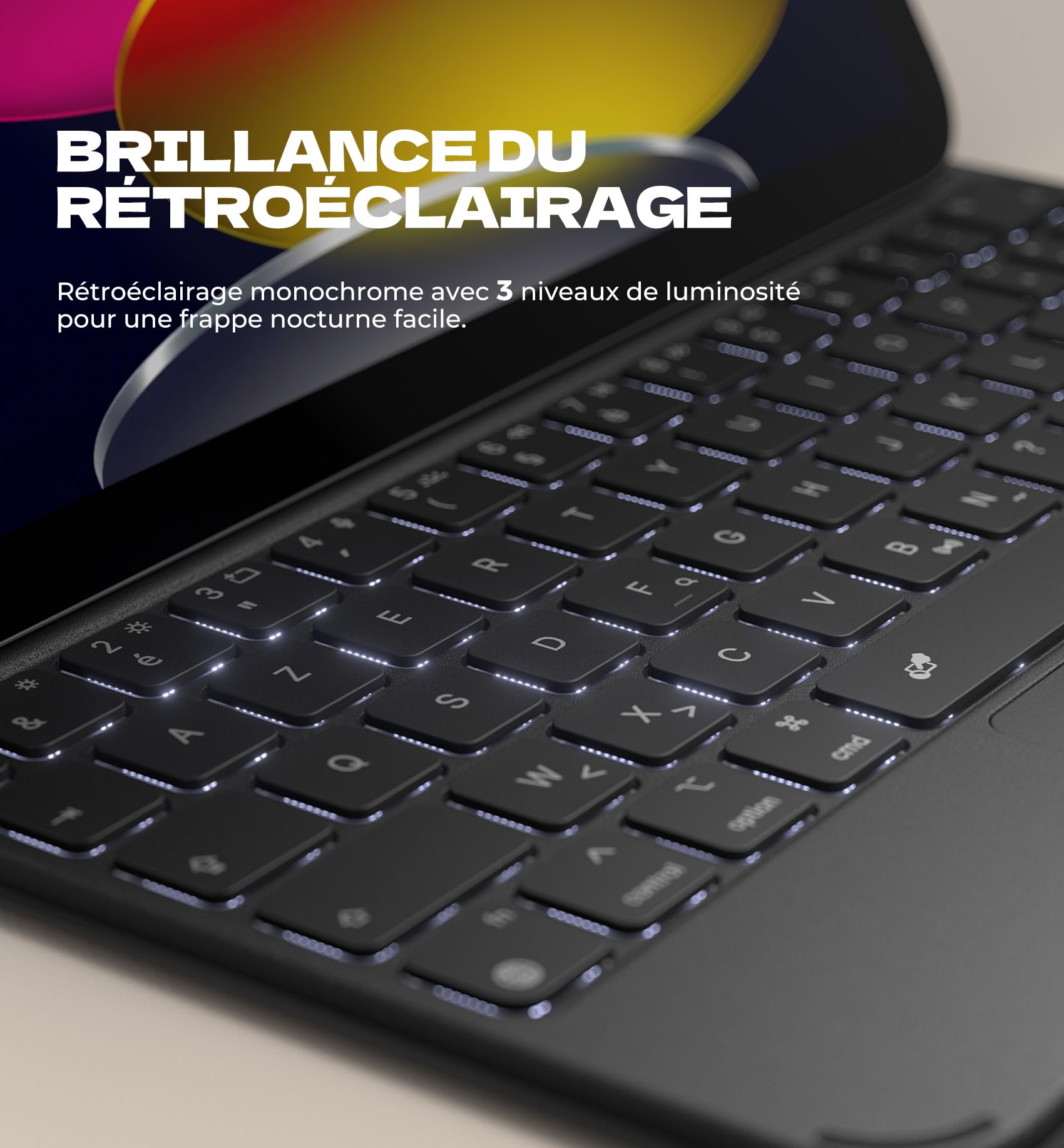 Dexnor Coque Clavier pour iPad 11ème Génération (A16) 11" 2025/10ème Génération 10.9" 2022, Magnétique Ultra-mince Détachable avec Multi-touch Trackpad Rétro-éclairé Porte Crayon, Français AZERTY Noir