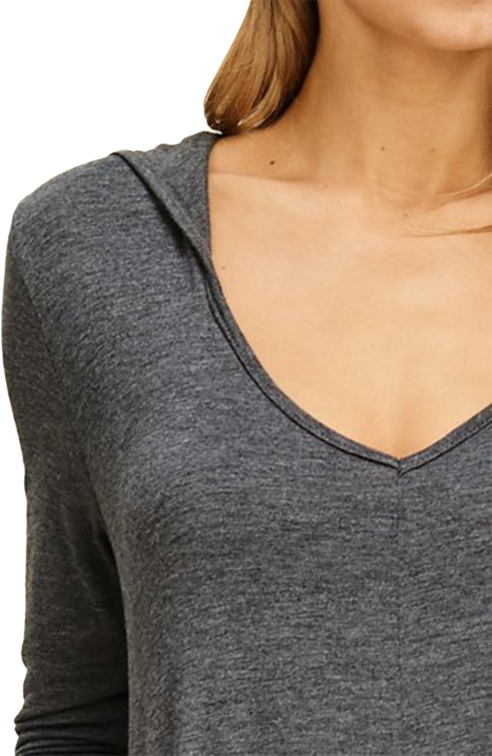 Jacansi Women's V-Neck Casual Long Sleeve/Short Sleeve Maxi Dress Hoodie Pocket Dress - Image 4