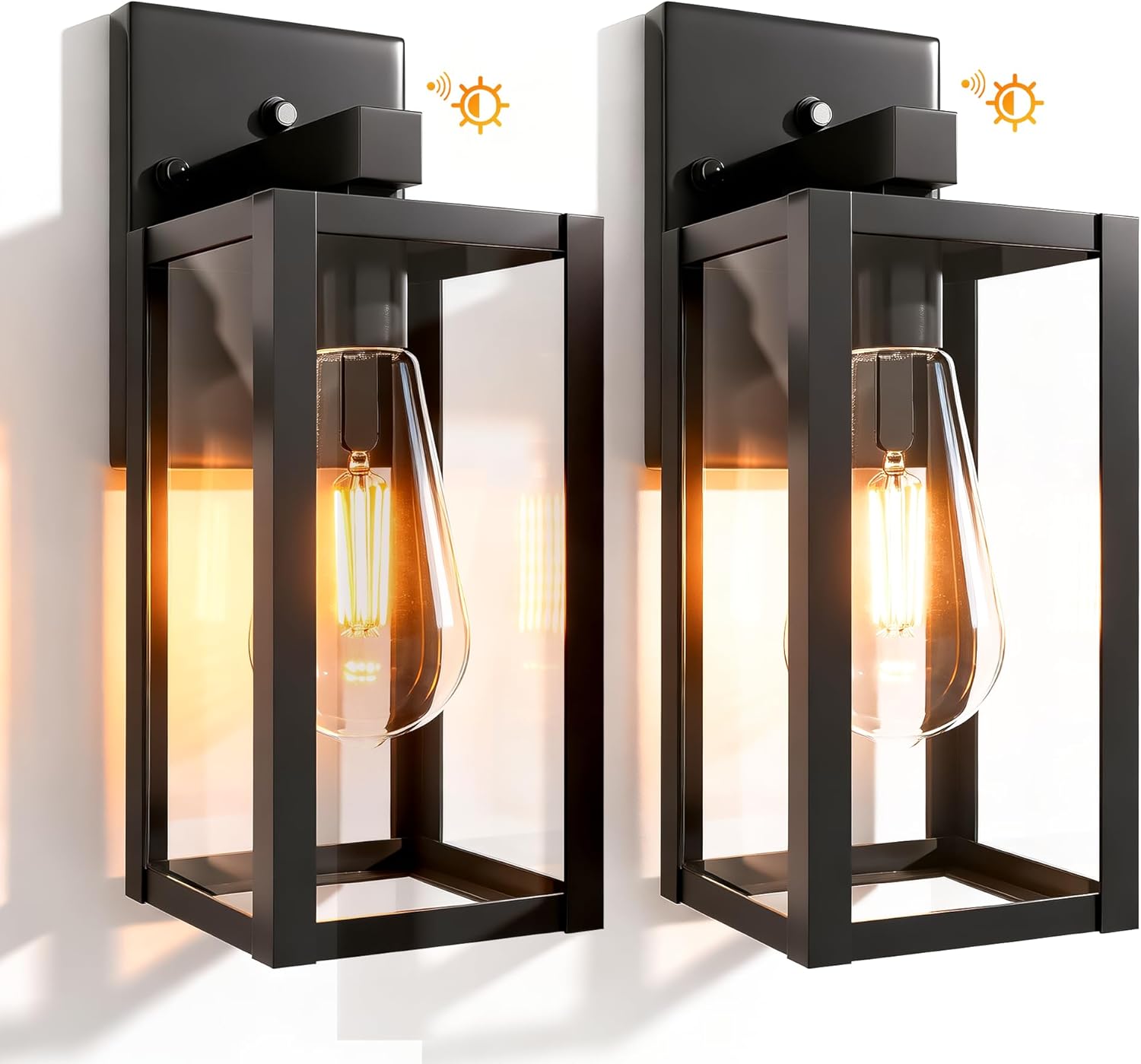 Dawn to Dusk Sensor Outdoor Light Fixture Waterproof Porch Lights Anti-Rust Exterior Wall Lighting Outdoor Wall Lantern for Patio Front Door Garage House - 2 Pack