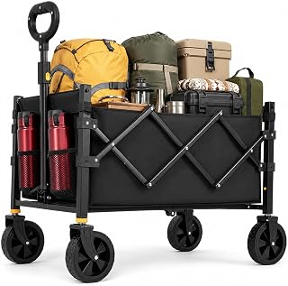 Bollerwagen Faltbar 120L Tragkraft 160KG, 360° Geländeräder, 69x47x99cm