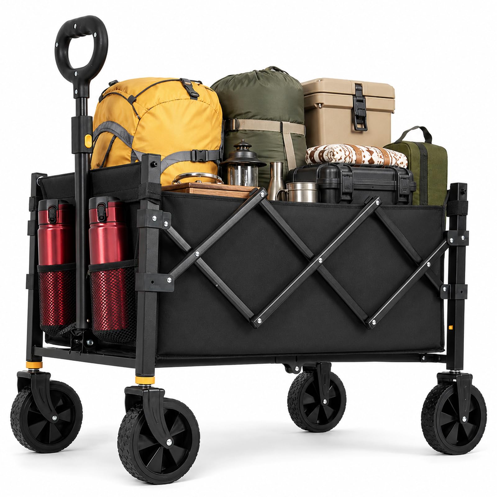 Carro Plegable 120L 160KG Carrito Todoterreno Ruedas Grandes Playa Camping