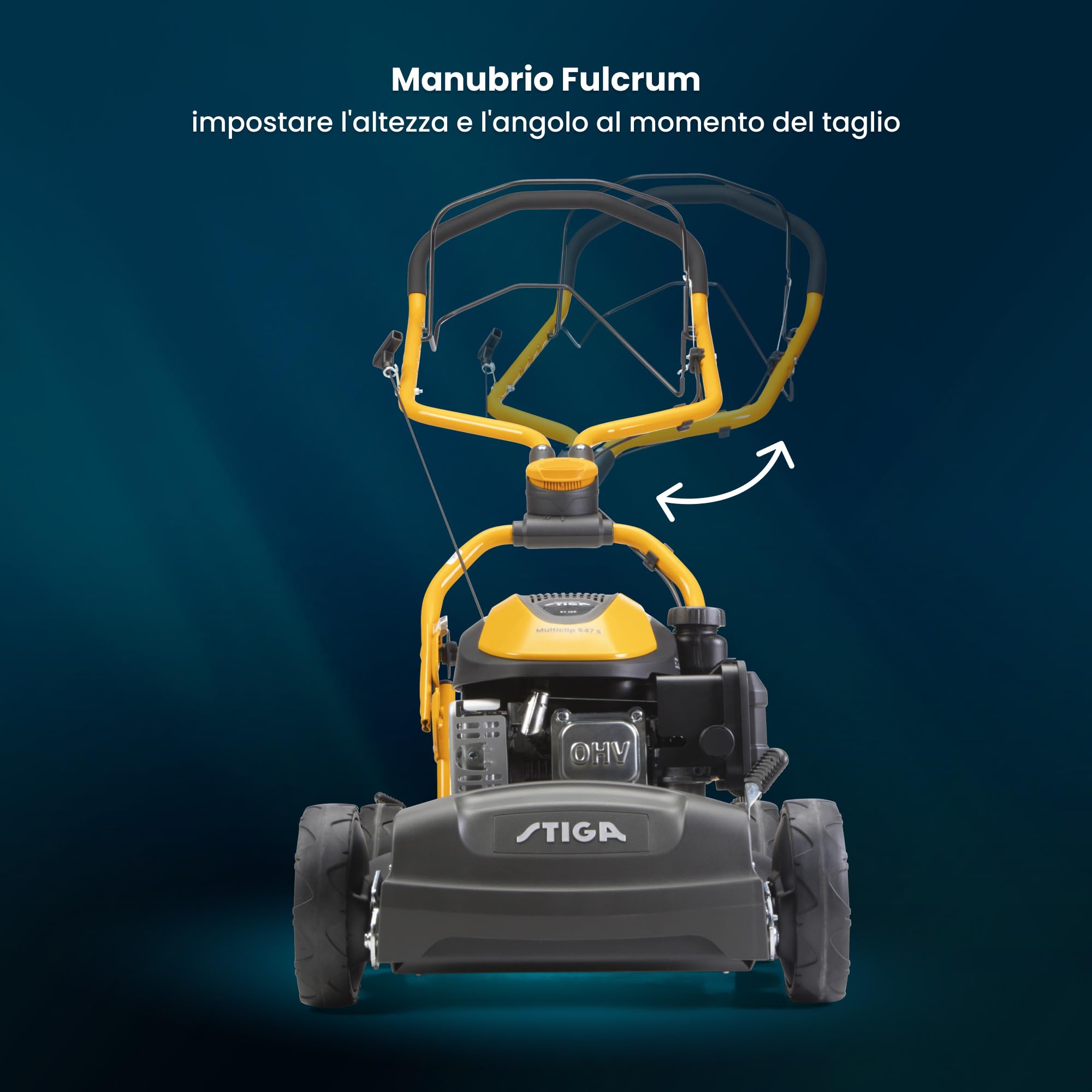 STIGA Multiclip 547 S Tagliaerba a Scoppio, 123 cc, 45 cm – Mulching Integrato, Manubrio Fulcrum Regol. – Prati