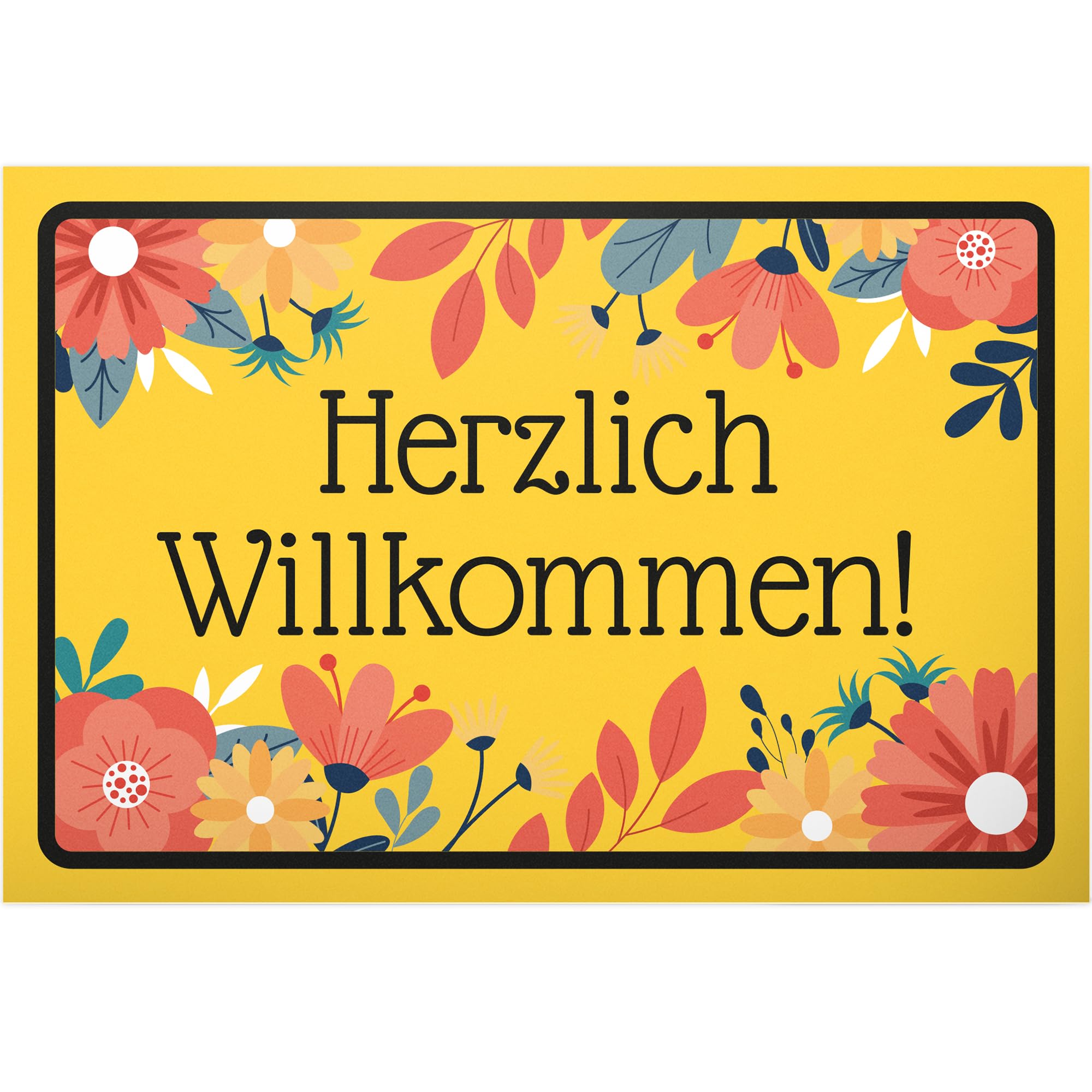 Cartel De Chapa Con Cordel De 30 X 20 Cm, Texto En Alemán "Willkommen