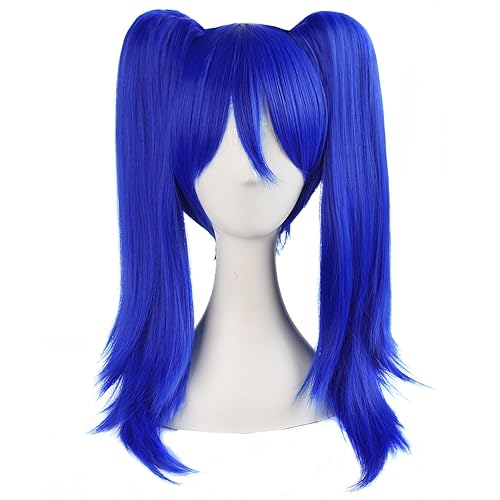 MapofBeauty 20 pulgadas197in - Pelucas de cabello lacio de doble cola azul marino