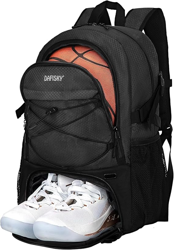 DAFISKY Basketball Backpack Sports Bag | Basketball Bag with Shoe Compartment and Ball Holder, 30L Large gym bag for boys girls