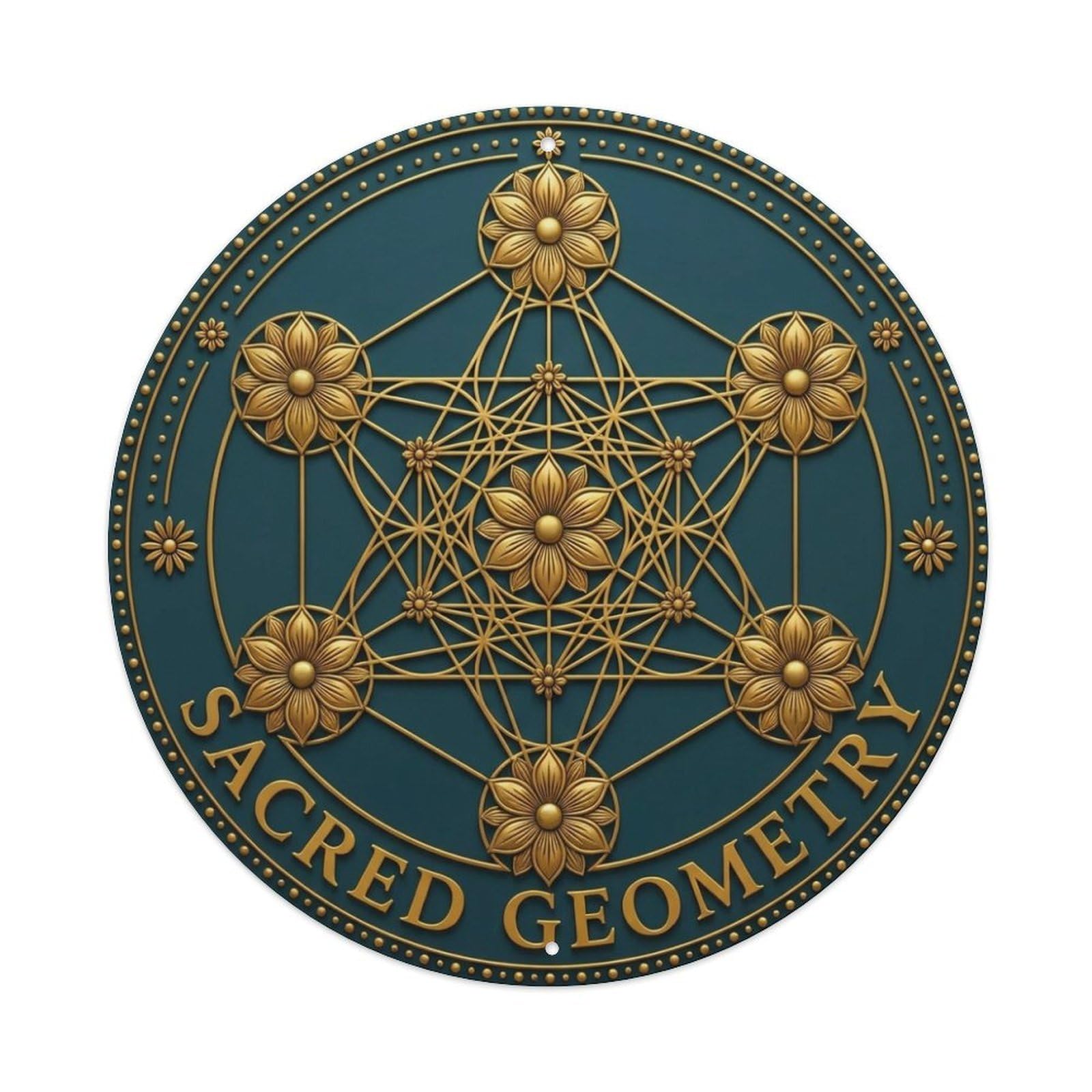 Vintage Sacred Geometry Flower Zen Yoga Metal Tin Sign